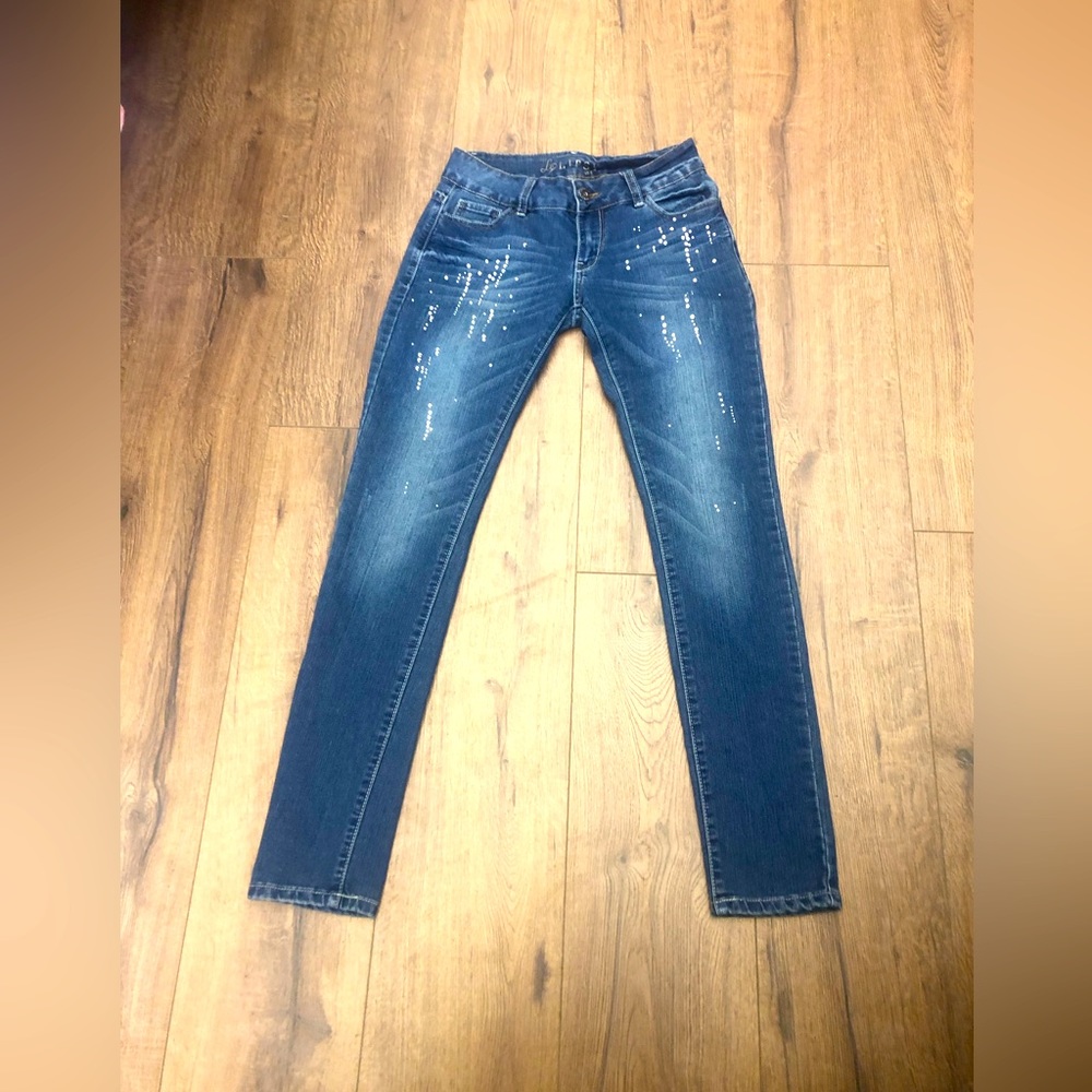 LIPSY LONDON EMBELLISHED SKINNY JEANS IN SIZE 8